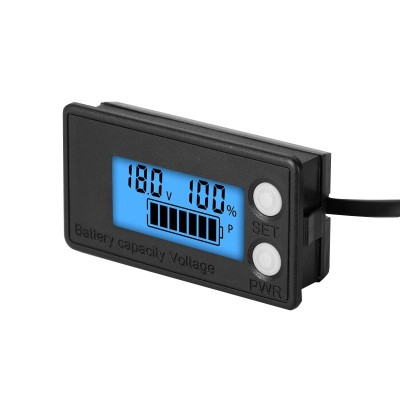 Waterproof LCD Two  wire Lead  acid Lithium Battery Digital Display Voltage Meter 8  100V  Blue